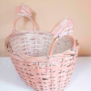 Vintage Pink Bunny Basket | Grandmacore Spring Decor